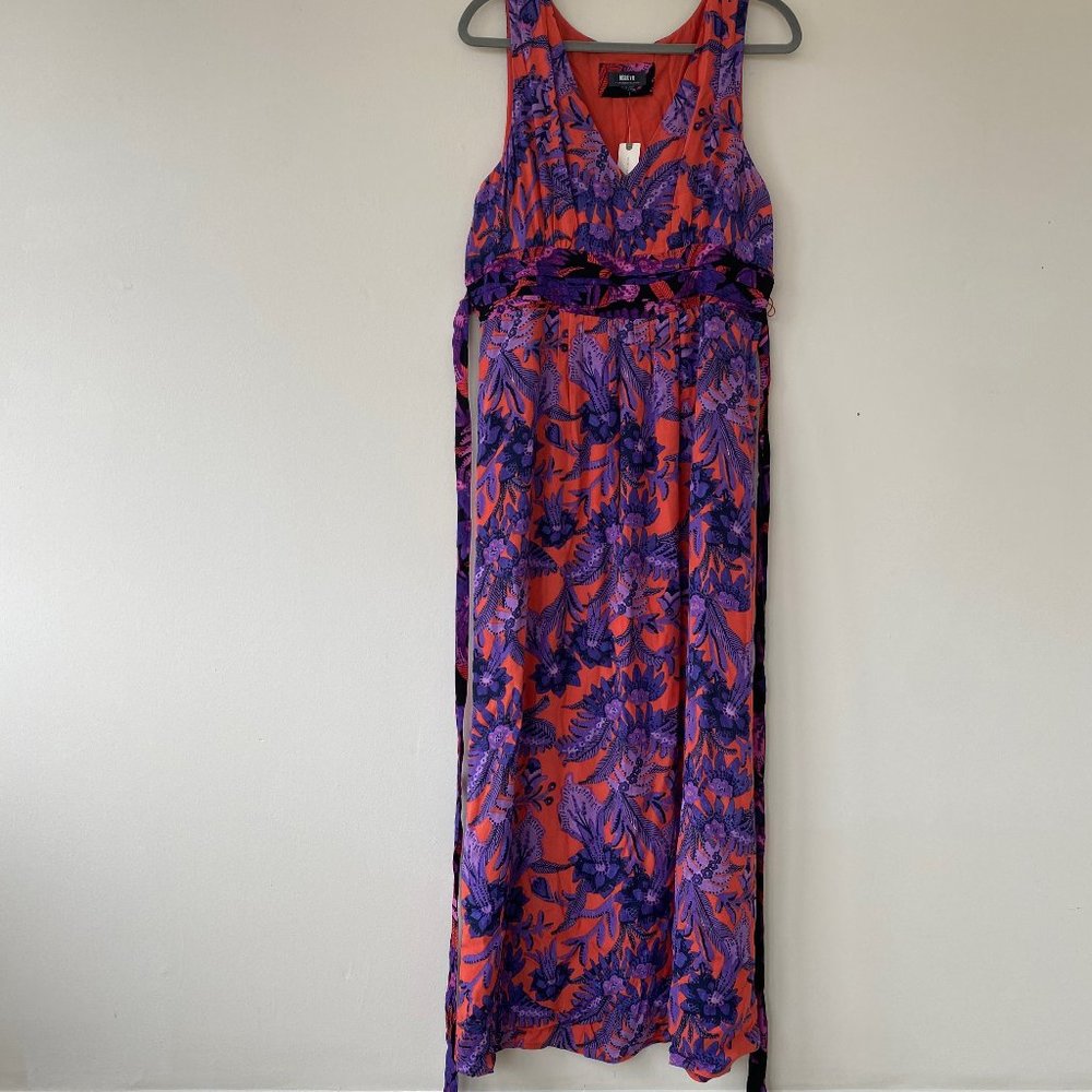 Maeve by Anthropologie Orange and Purple Print Dress Size US 14 NWT
